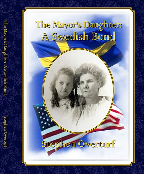 A book cover with two women and an american flag.